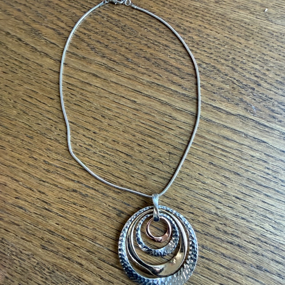 Paparazzi Silver and Rose Gold Hammered Necklace